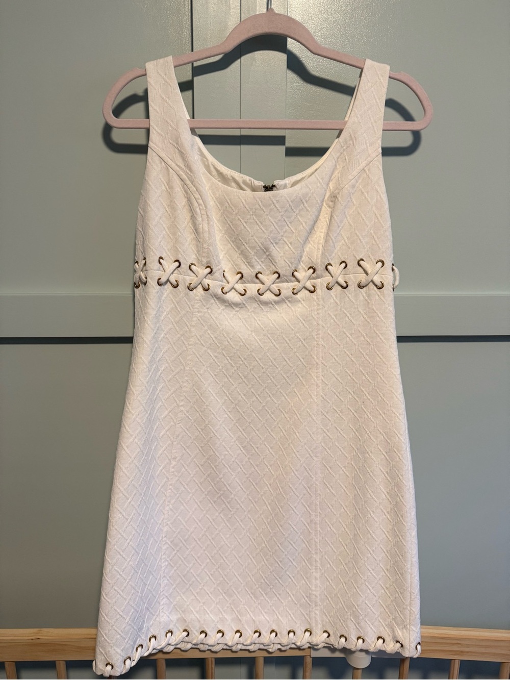 Laundry by Shelli Segal White Lace Up Grommet Mini Dress Size 10